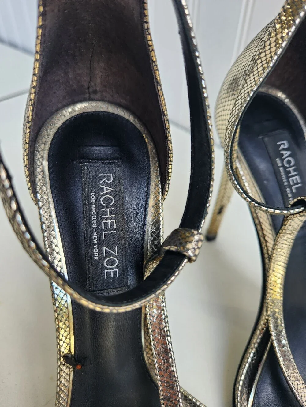 Rachel Zoe Strappy Gold Stilettos heels size 7